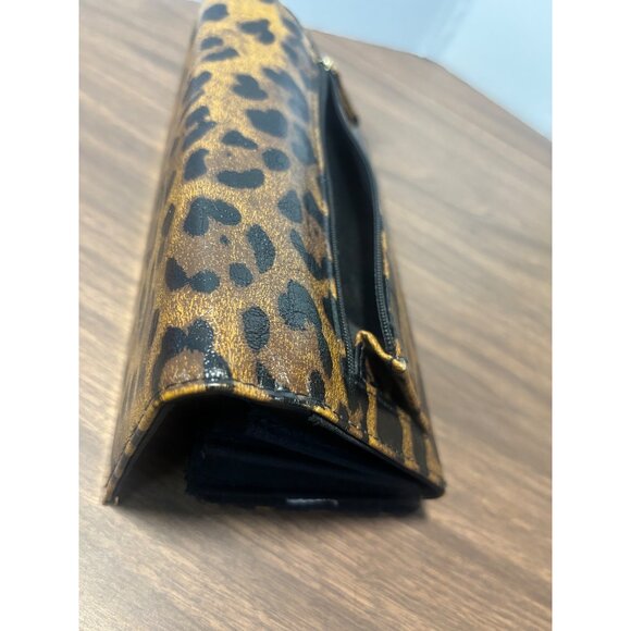 Leopard Print Safe Keeper Wallet Trifold Clutch Style Card Slots & ID Holder - Picture 7 of 14